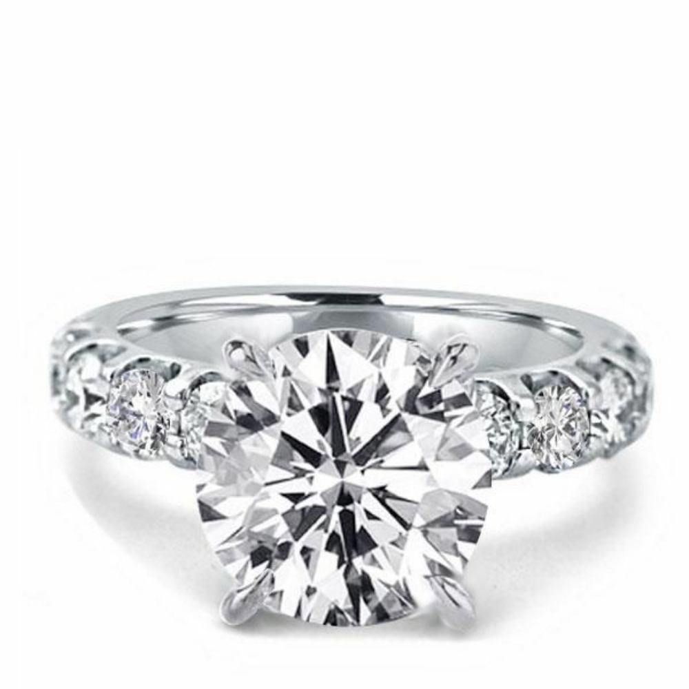 Italo Classic Round 3K White Sapphire Engagement Ring